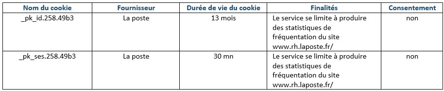 Tableau des cookies