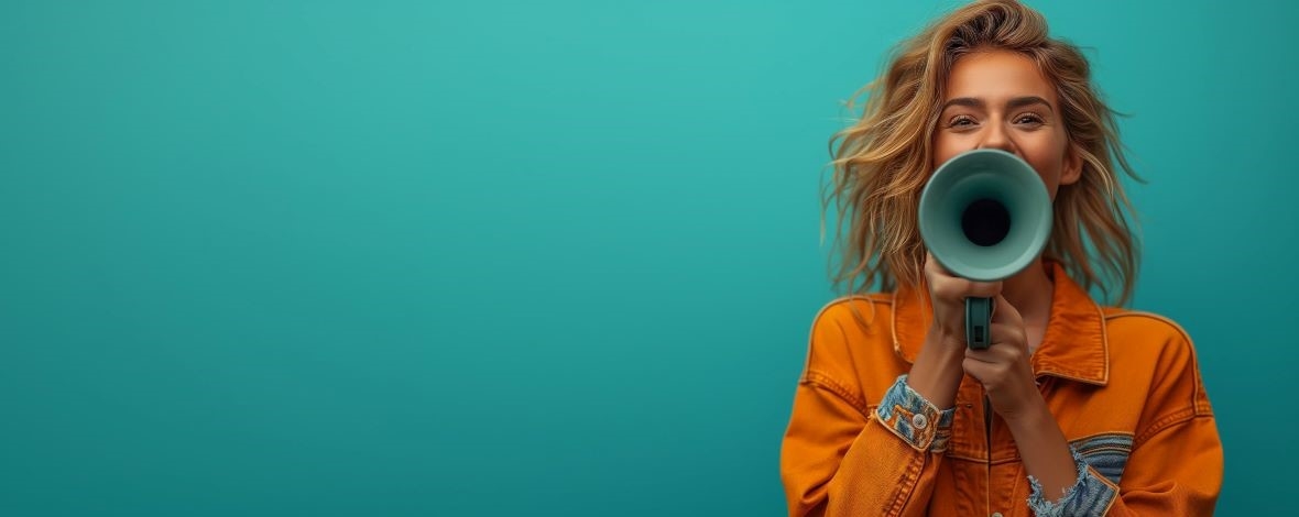 Femme avec un porte-voix