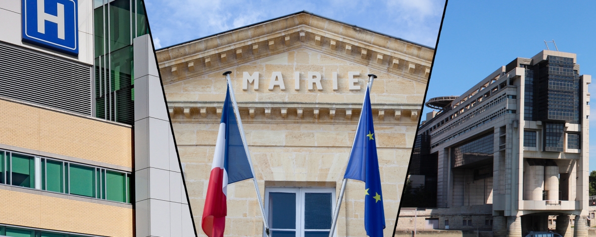 Photo avec un hôpital, une mairie et le ministère des finances à Bercy